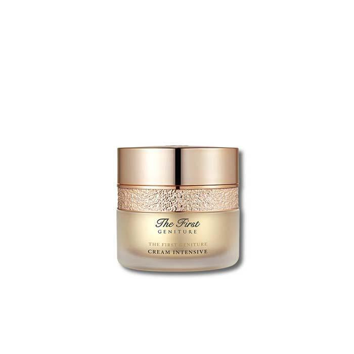 OHui First Geniture Intensive Cream 55ml — gold-tone luxury jar with spatula, side view