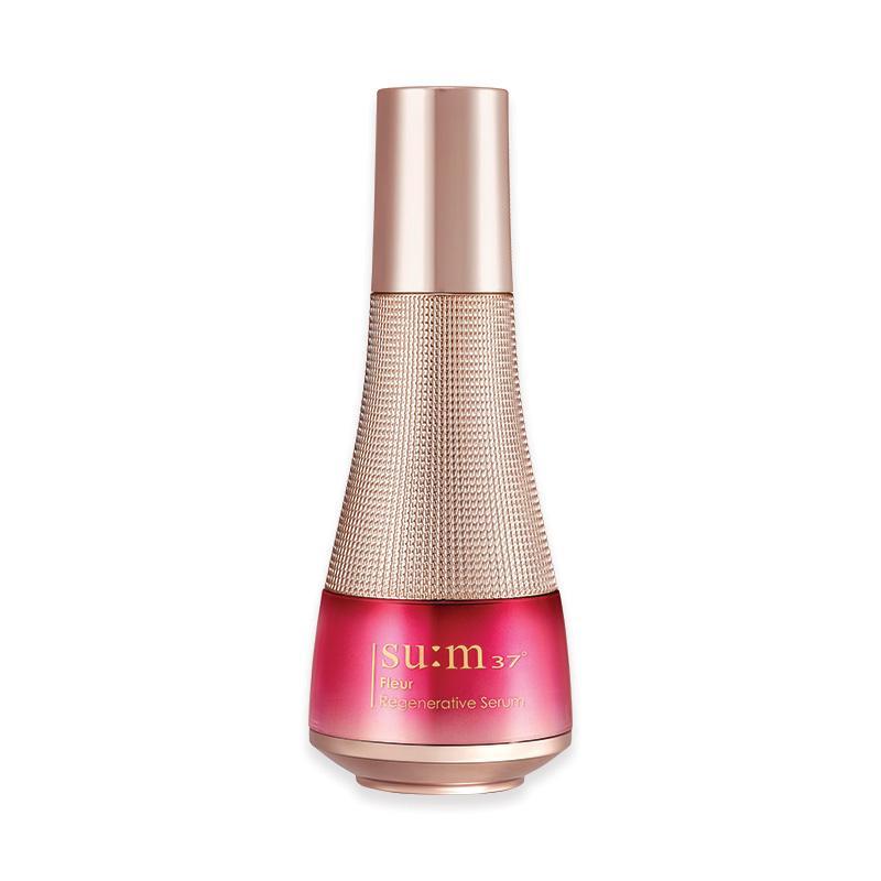 Su:m37 Fleur Regenerative Serum 50ml — white dropper bottle with floral rose gold label