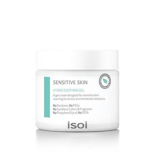 ISOI Sensitive Skin Hydro Soothing Gel 80ml — clear jar with light green label on white surface