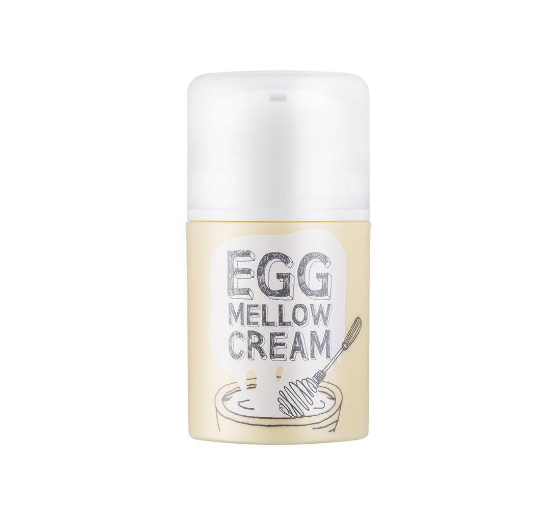 TooCoolForSchool Egg Mellow Cream 50g — round jar with lid removed showing creamy yellow texture