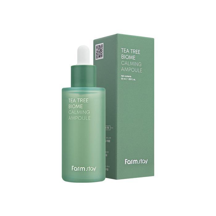 Farmstay Tea Tree Biome Calming Ampoule 50ml — dropper bottle with green tea tree label