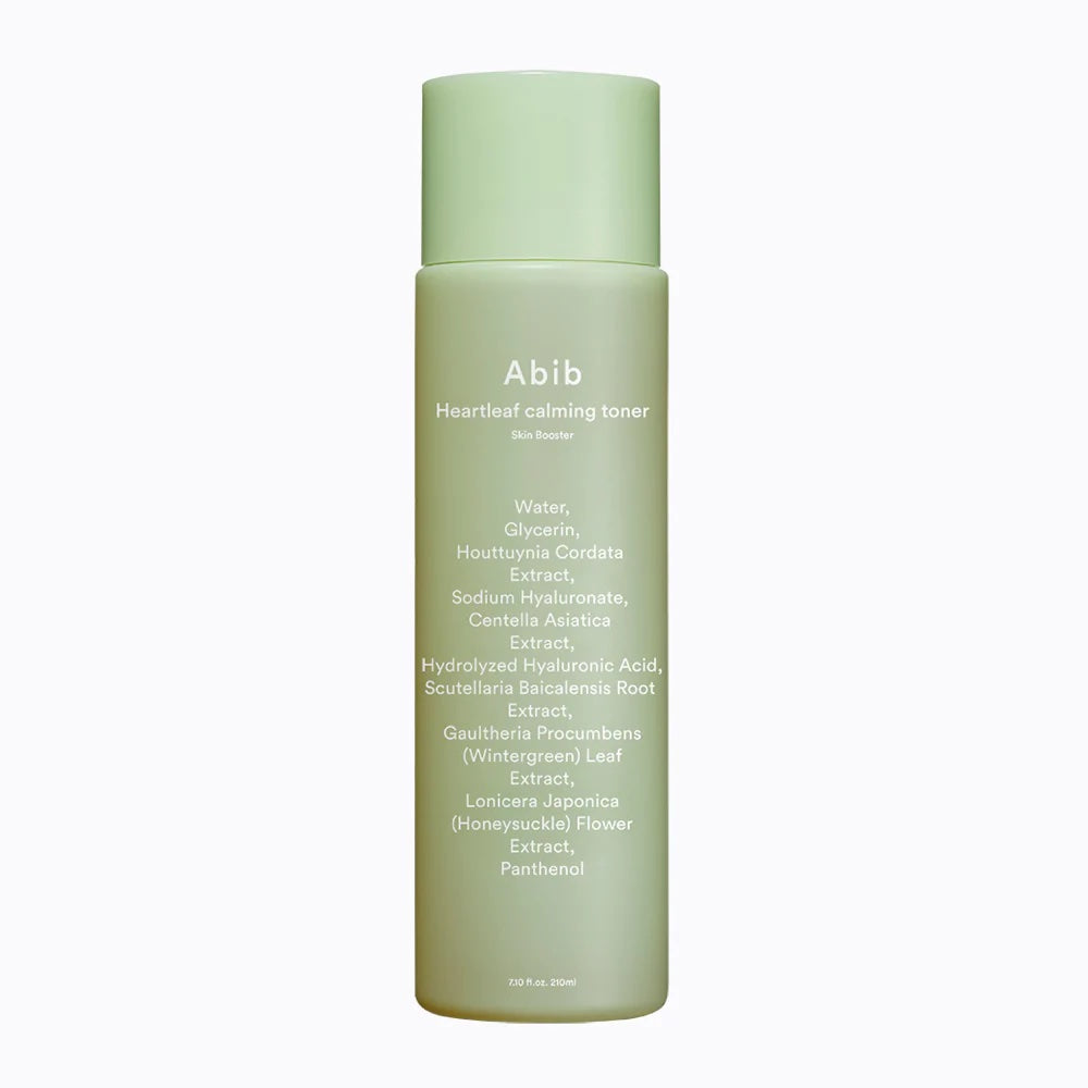 Abib Heartleaf Calming Toner Skin Booster 200ml — clear bottle with pastel green label