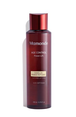 Mamonde Age Control Skin Lift Softener 200ml — glass bottle with camellia floral label