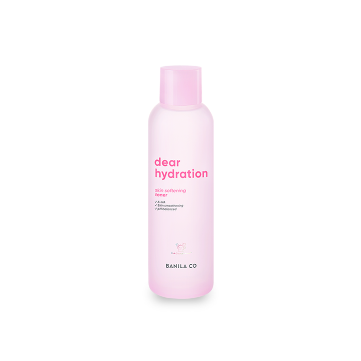Banilaco Dear Hydration Skin Softening Toner 200ml — pink-labeled bottle with pump dispenser