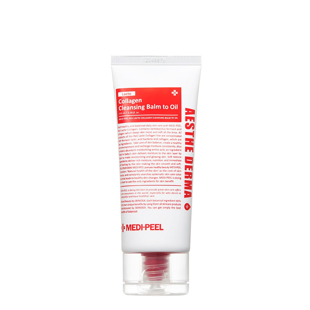 Medi-Peel Red Lacto Collagen Cleansing Balm To Oil 100g — white tube with red cap