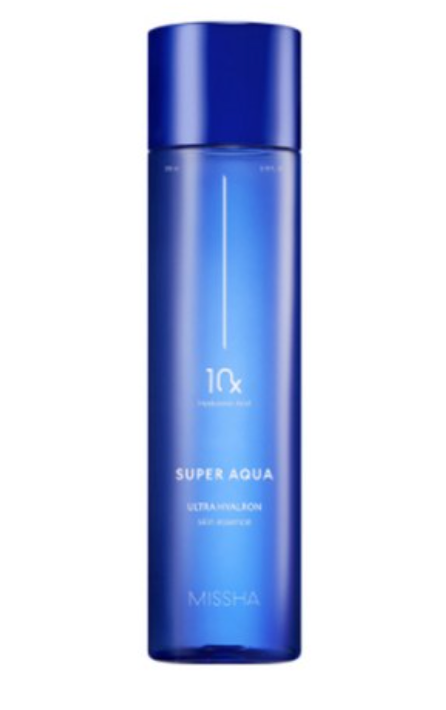 MISSHA Super Aqua Ultra Hyalron Skin Essence 200ml — large pump bottle with aqua label