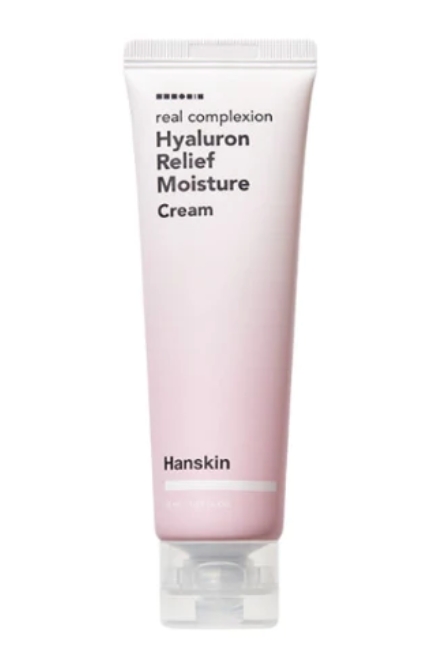 hanskin Hyaluron Relief Moisture Cream 50ml — white jar with minimal label, top angle