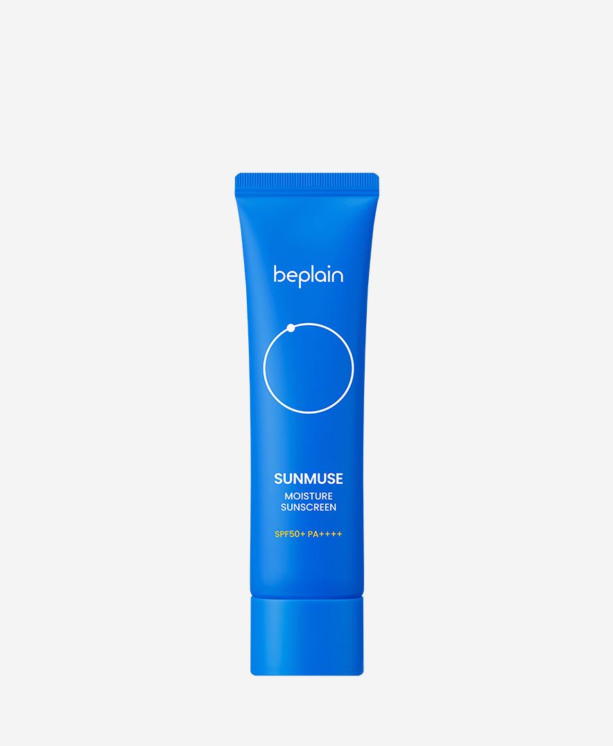Beplain Sunmuse Moisture Sunscreen 50ml — white tube with coral and blue label, front view