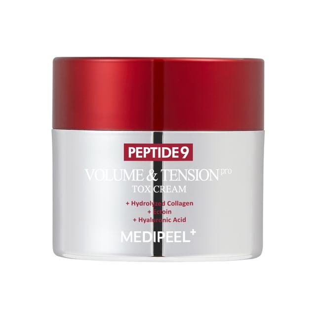 Medi-Peel Peptide 9 Volume And Tension Tox Cream Pro 50g — dark glass jar with gold lid, front view