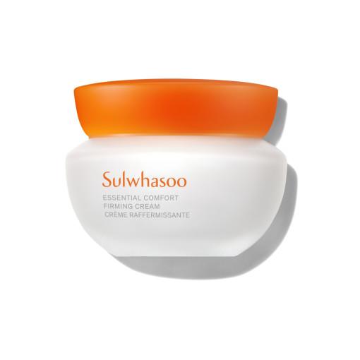 Sulwhasoo Essential Comfort Firming Cream 75ml — glass jar with gold lid on white marble surface