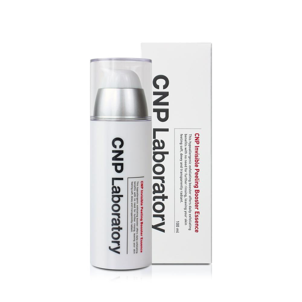 CNP Laboratory Invisible Peeling Booster Essence 100ml — clear pump bottle on white surface