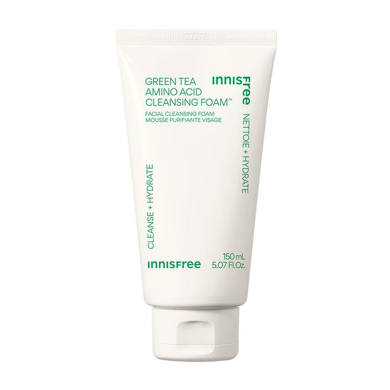 Innisfree Green Tea Amino Acid Cleansing Foam 150ml — green tube with white cap, front view