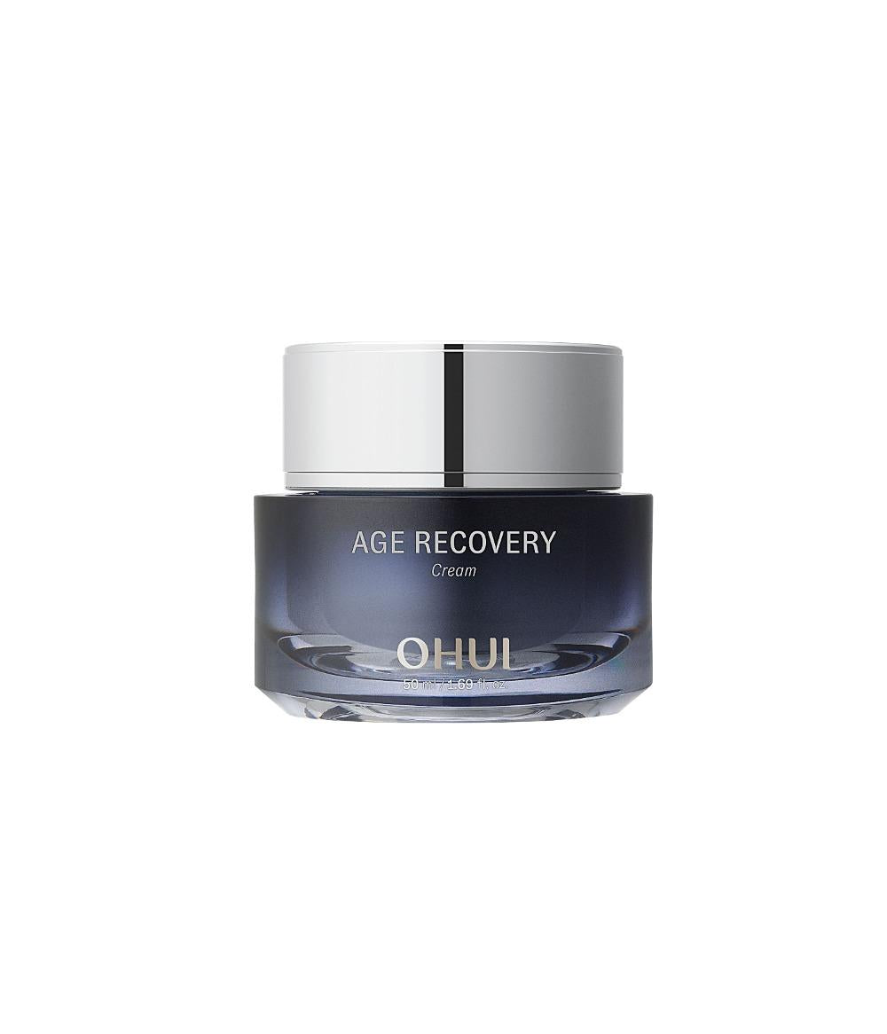 OHui Age Recovery Cream 50ml — white and gold jar with spatula, front label view