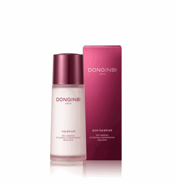 Donginbi Red Ginseng Activating Concentrated Emulsion 70ml — deep red luxury bottle with ginseng branding