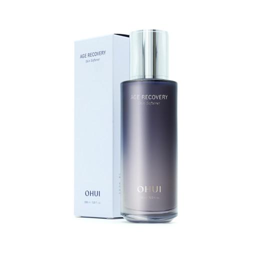 OHui Age Recovery Skin Softener 150ml — white glass bottle with gold pump dispenser