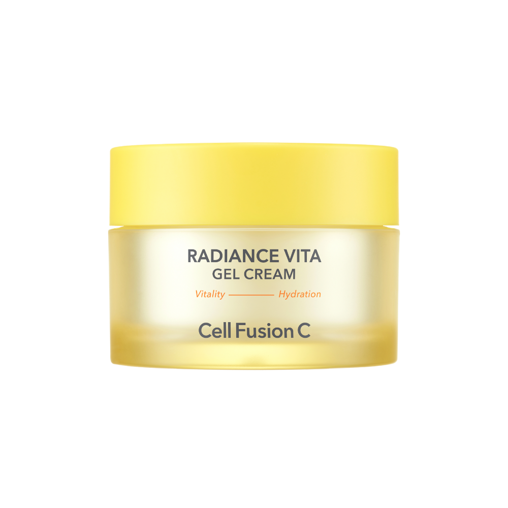 CellFusionC Radiance Vita Gel Cream 55ml — white jar with pale gold lid on white background