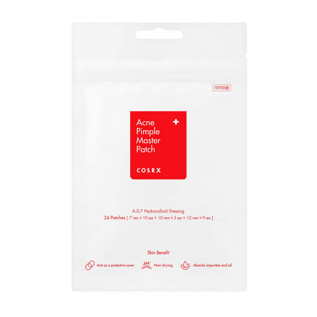 COSRX Acne Pimple Master Patch 24 patches — resealable pouch with round transparent patches visible