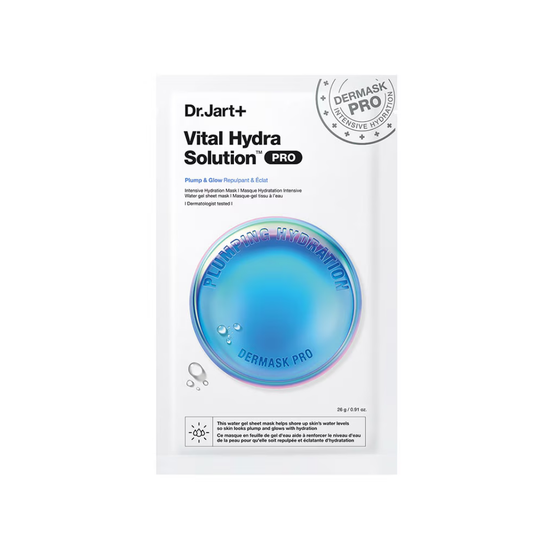 Dr.Jart+ Dermask Vital Hydra Solution Pro 25g — aqua-coloured single mask pouch, front