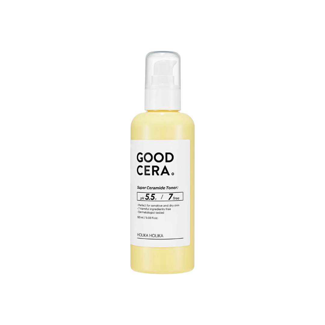 HolikaHolika Good Cera Super Ceramide Toner 180ml — clear bottle with pump dispenser