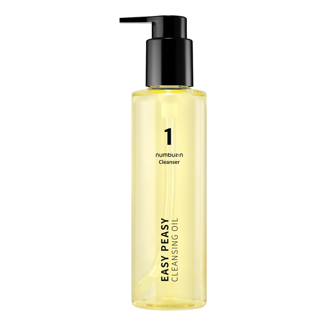 Numbuzin No.1 Easy Peasy Cleansing Oil 200ml — pump bottle with golden oil and clean label design