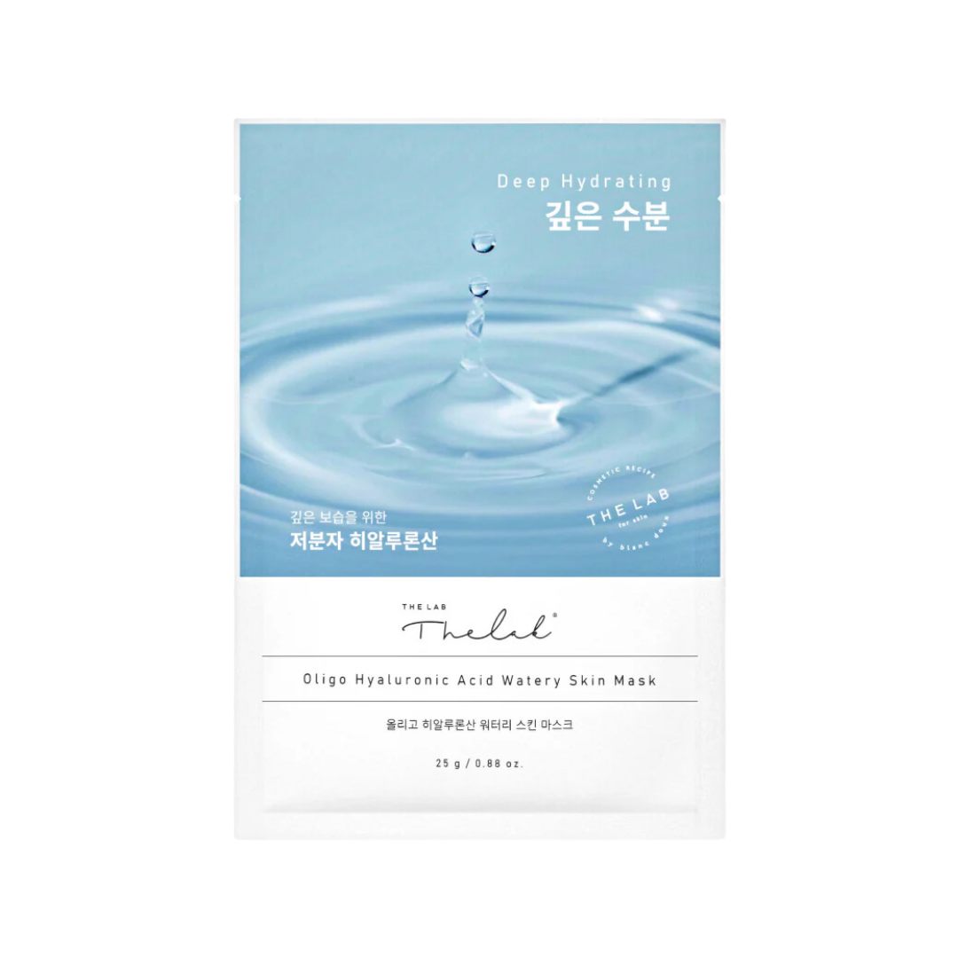 THE LAB by BLANC DOUX Oligo Hyaluronic Acid Watery Skin Mask 25g — front of sheet mask pouch