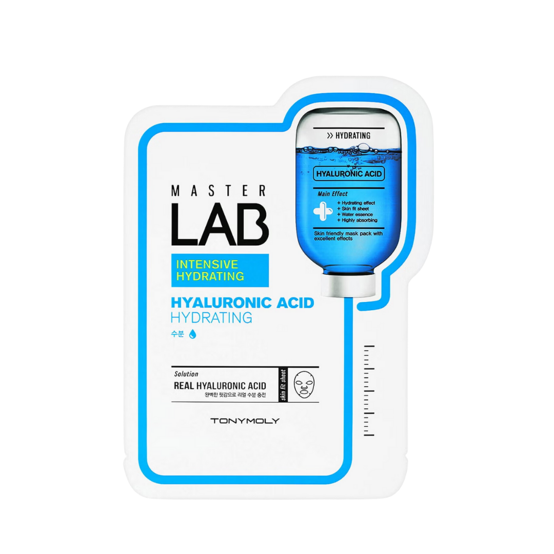 TONYMOLY Master Lab Hyaluronic Acid Sheet Mask 1pc — flat mask pouch front on white background