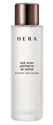 Hera Age Away Aesthetic BX Water 150ml — sleek black glass bottle with pump dispenser, front view