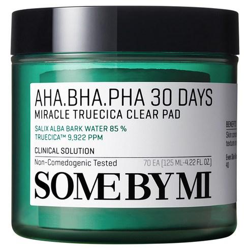 SomeByMi AHA BHA PHA Truecica Clear Pad 70ea — jar container with white cotton pads visible