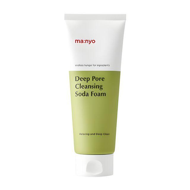Ma:nyo Deep Pore Cleansing Soda Foam 150ml — green tube with white pump cap on surface