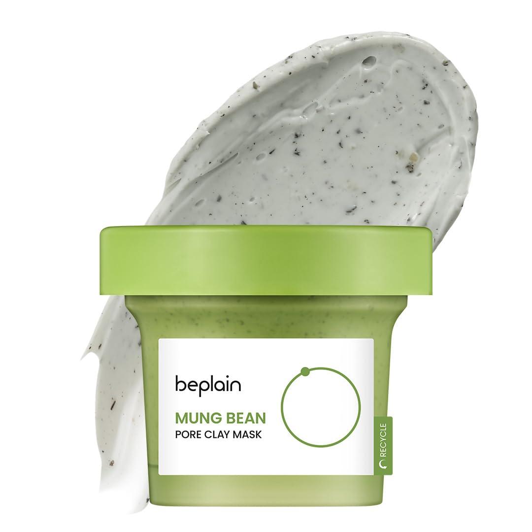 Beplain Mung Bean Pore Clay Mask 120ml — green tube with botanical mung bean label, front view