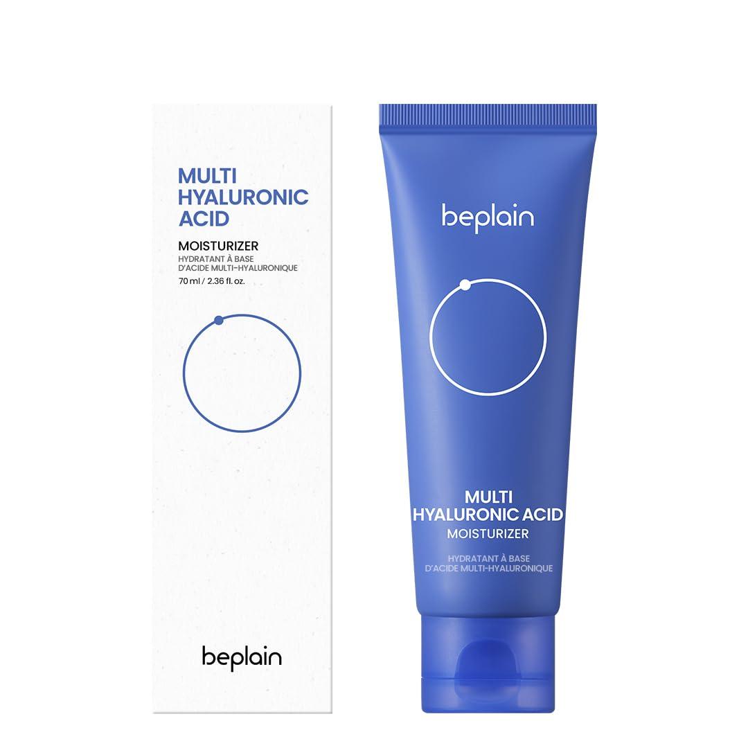 Beplain Multi Hyaluronic Acid Moisturizer 70ml — white jar with minimal blue-grey label, front view