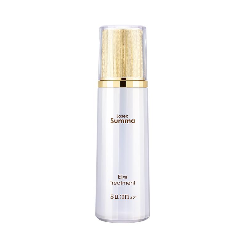 Su:M37 LosecSumma Elixir Treatment 150ml — gold-toned bottle with pump dispenser