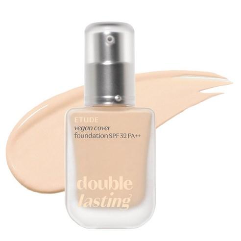 Etudehouse Double Lasting Vegan Foundation 30g Light Beige — glass pump bottle on white