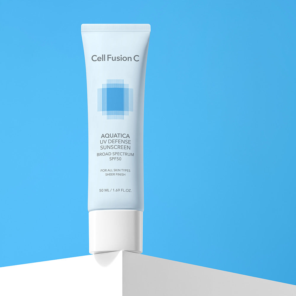 CellFusionC Aquatica UV Defense Sunscreen 50ml two-pack — front view of white tube duo on light background