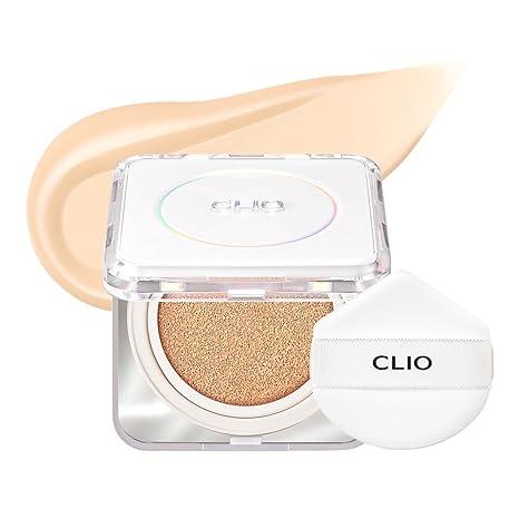 Clio Kill Cover Founwear Cushion SPF50+ 15g in 21N Linen — compact case open showing cushion pan and refill