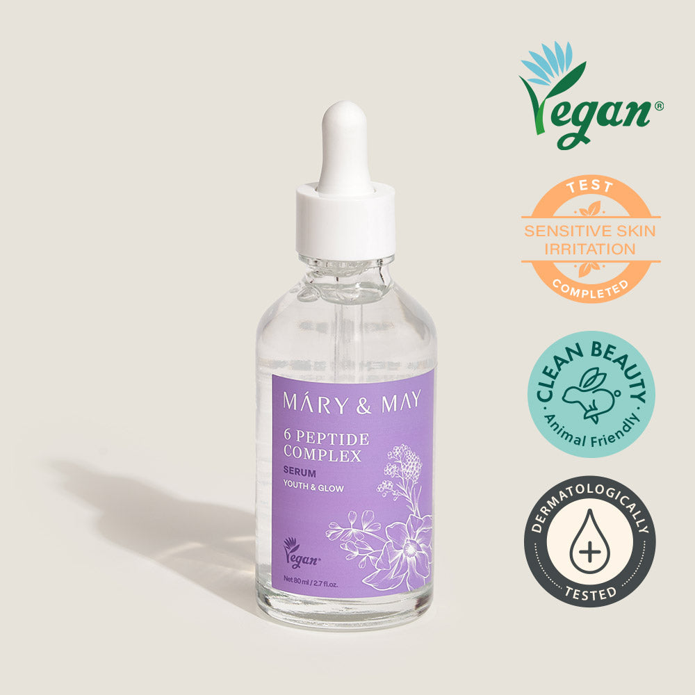 Mary&May 6 Peptide Complex Serum 80ml — upright bottle with label detail