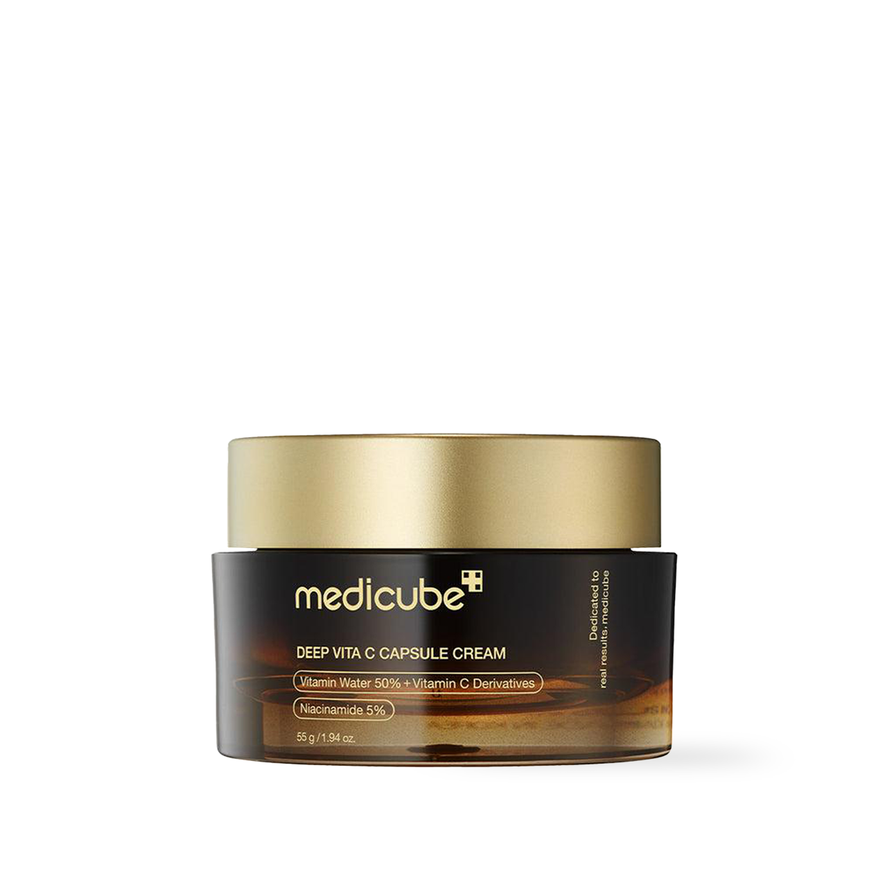 Medicube Deep Vita C Capsule Cream 55g — orange capsule jar with transparent gel layer visible