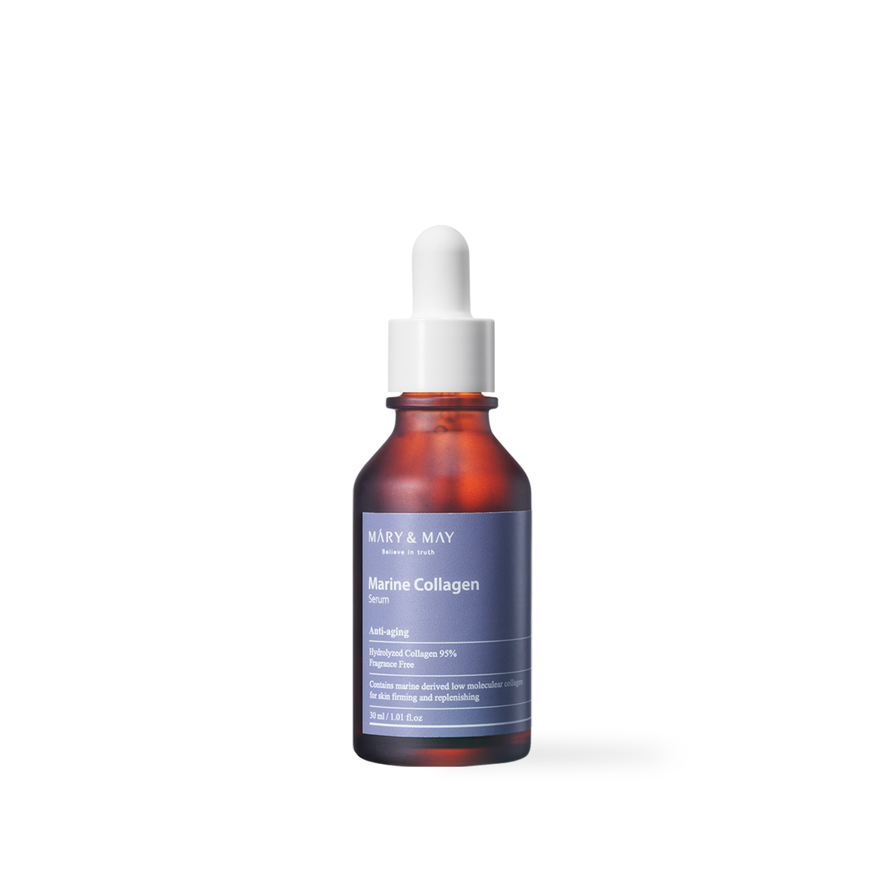 Mary&May Marine Collagen Serum 30ml — slim clear bottle with collagen label