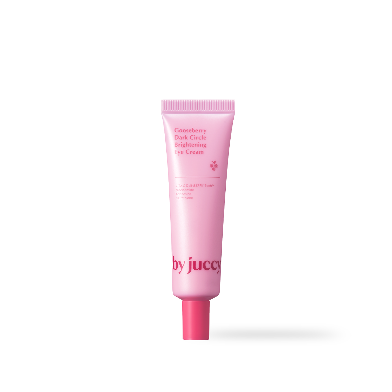 By Juccy Gooseberry Dark Circle Eye Cream 30ml — small pink jar with gold lid on blush background