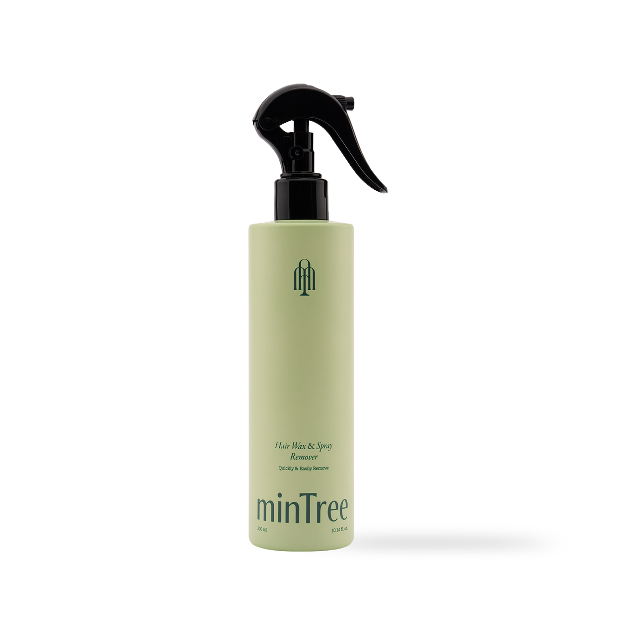 MinTree Hair Wax and Spray Remover Rinse 300ml — spray bottle with mint-toned label on surface