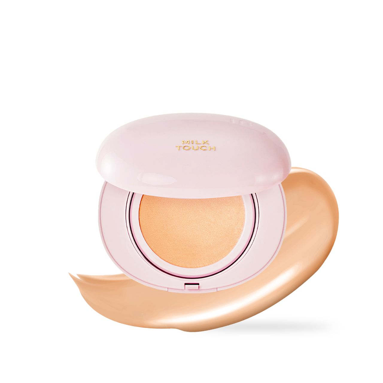 milktouch Milky Glow Cushion #24N Sand Beige 15g — cushion compact open, showing product pan