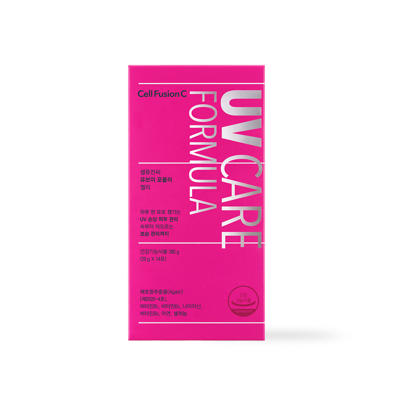 CellFusionC UV Formula Jelly 20g 14 sachets — box with individual sachet packets on white background