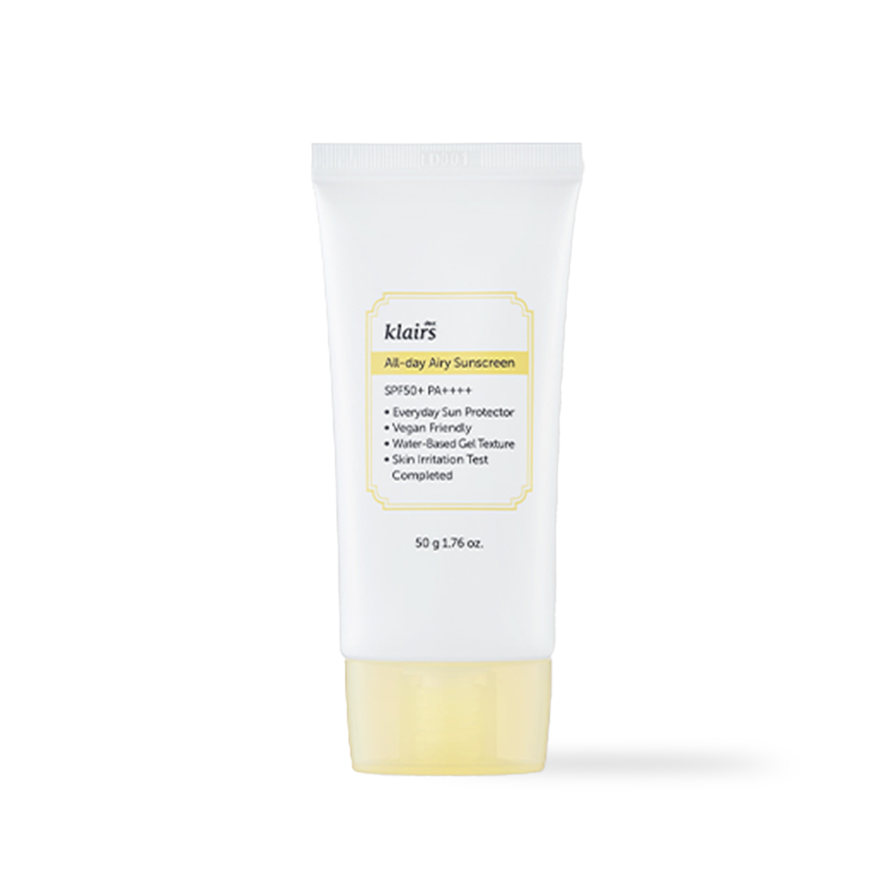 Dear Klairs All-Day Airy Sunscreen 50ml — white tube with minimal label on clean background