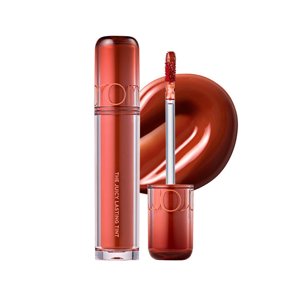 Romand The Juicy Lasting Tint 3.5g — 14 shades displayed on flat lay