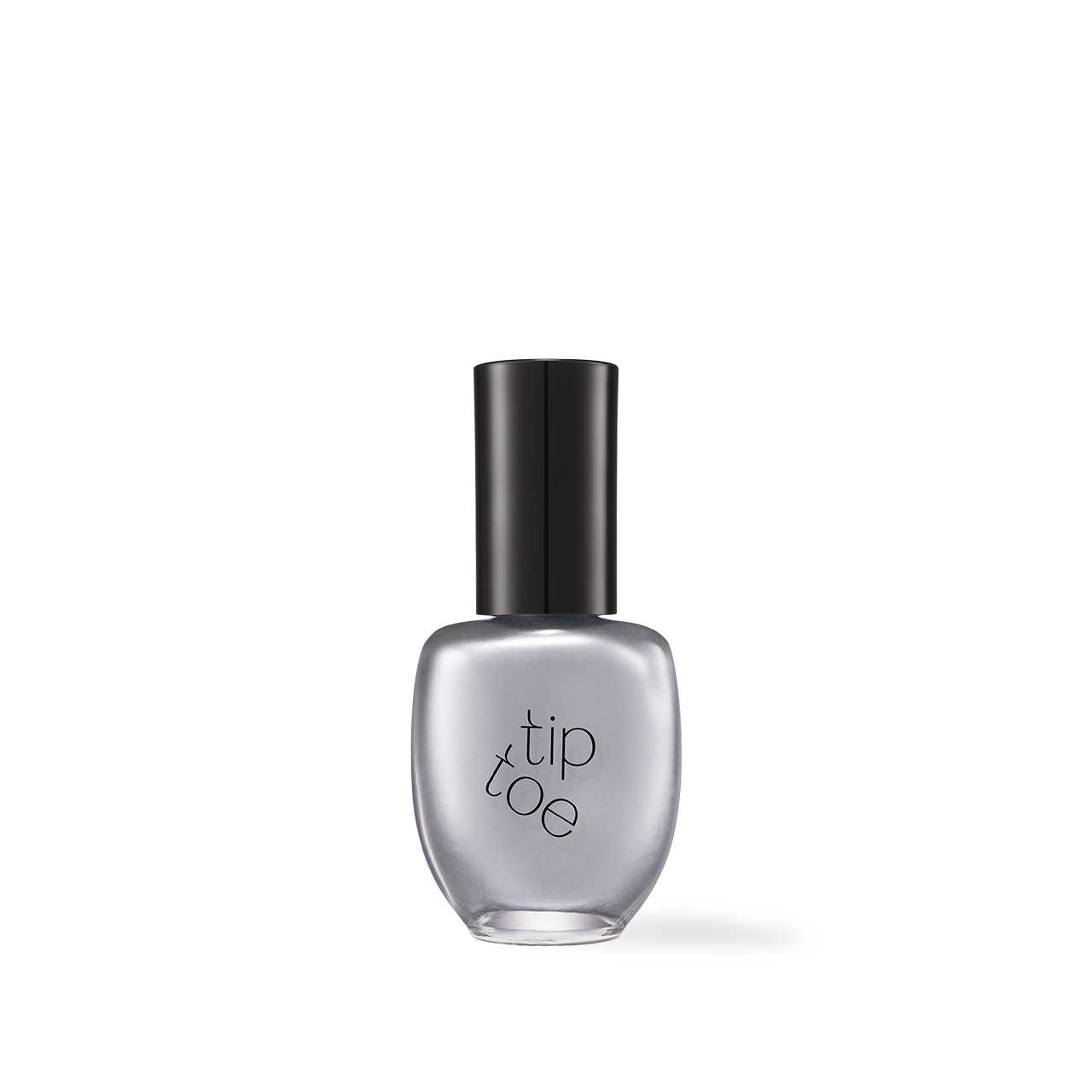Tiptoe Nail Polish 303 Silver Shaker 10g — metallic silver polish bottle on white surface