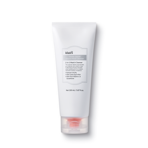 Dear,Klairs Freshly Juiced Vitamin Mask Cleanser 150ml — soft clay tube with bright packaging