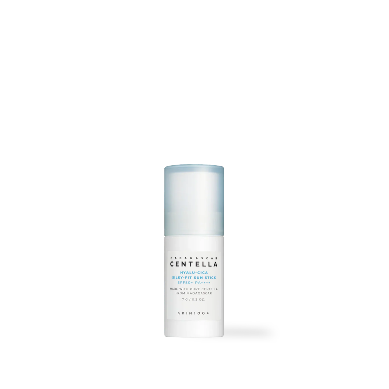 SKIN1004 Hyalu-Cica Silky Fit Sun Stick 7g — mini green twist-up stick on plain background