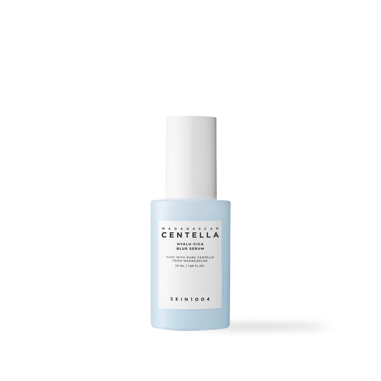 SKIN1004 Hyalu-Cica Blue Serum — angled dropper bottle showing blue-tinted serum formula