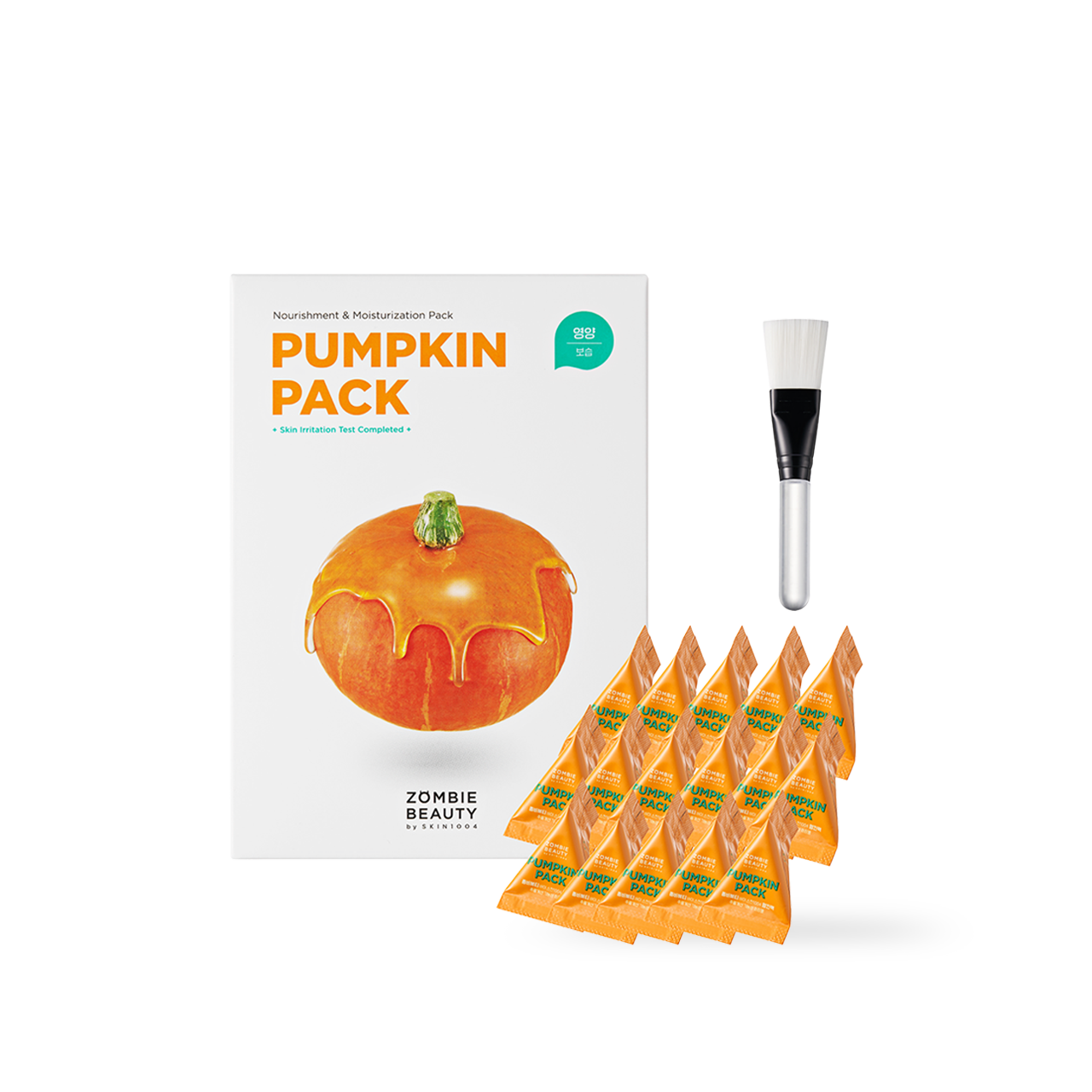 SKIN1004 Zombie Beauty Pumpkin Pack 16 single-use sachets — orange packaging on neutral background