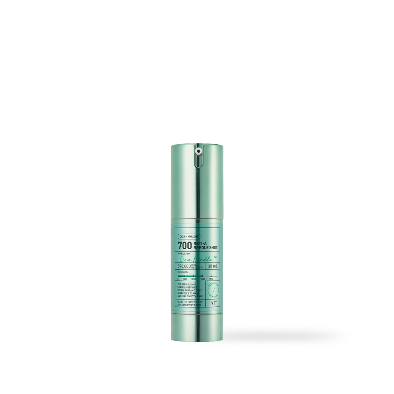VT Cosmetics RETI-A Reedle Shot 700 Serum 30ml — compact white bottle front of bottle